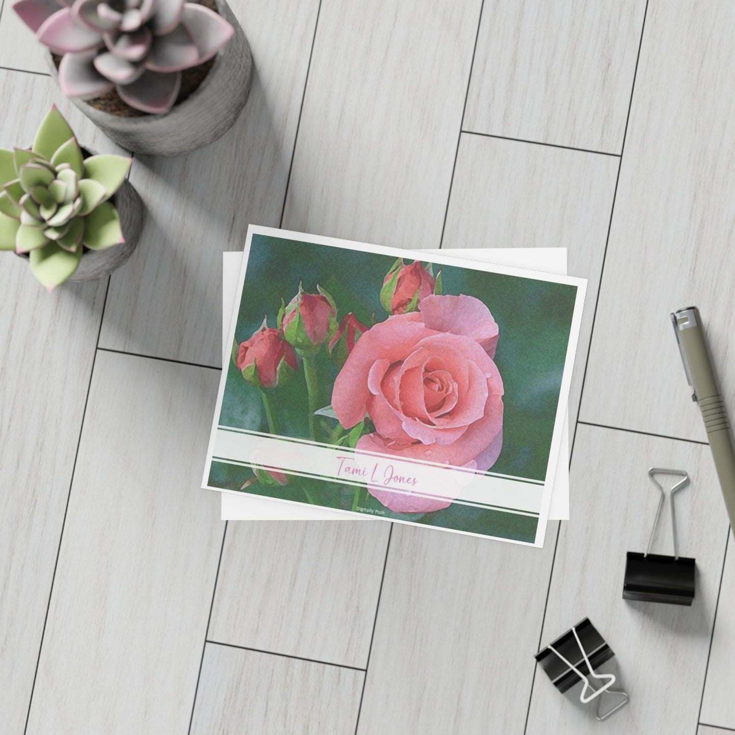 Personalized Note Card: Add a Personal Touch with Customized Stationery for Every Occasion. Pink Rose Notecard Bundles (envelopes included)