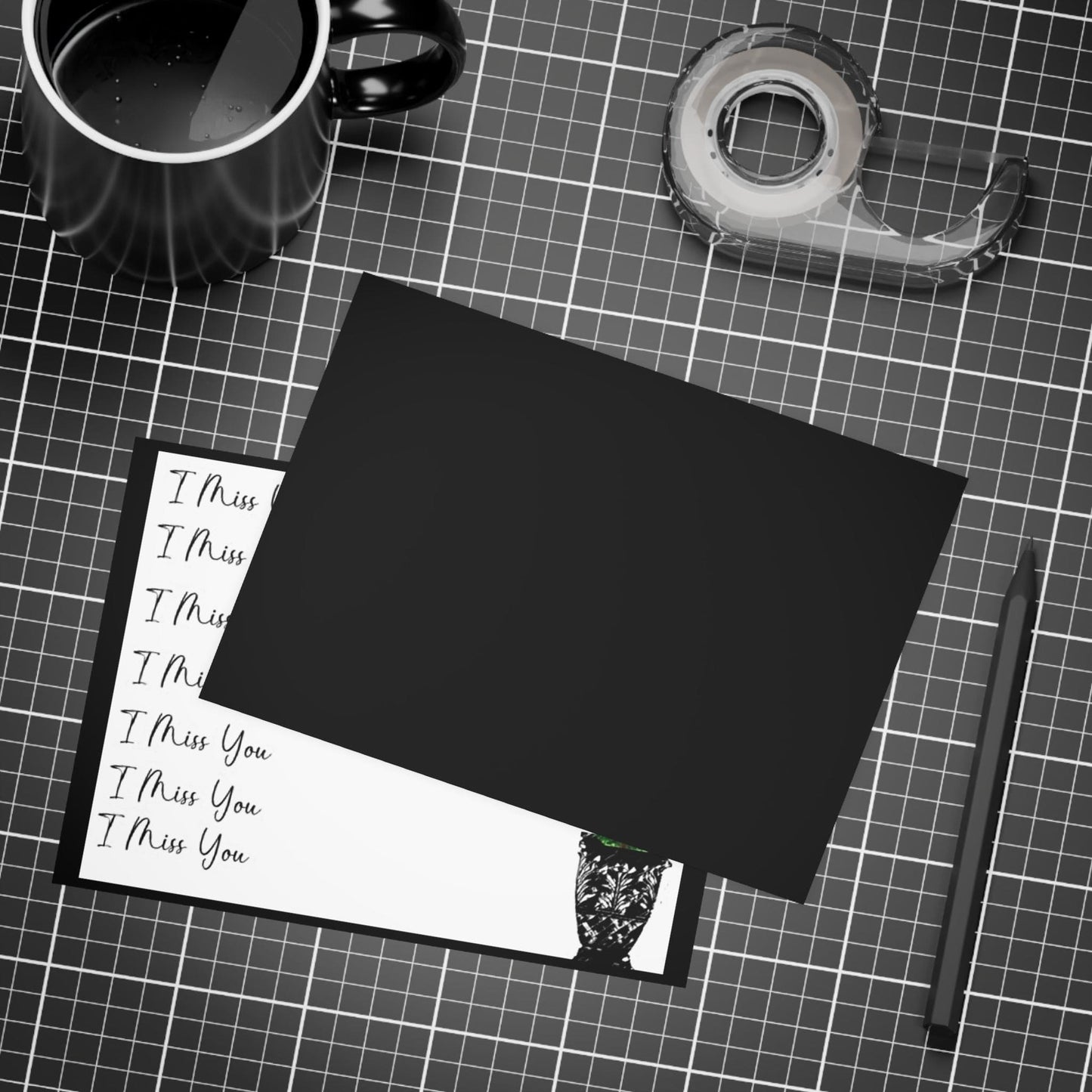 Personalized Note Card: Add a Personal Touch with Customized Stationery for Every Occasion. Black Miss You Notecard