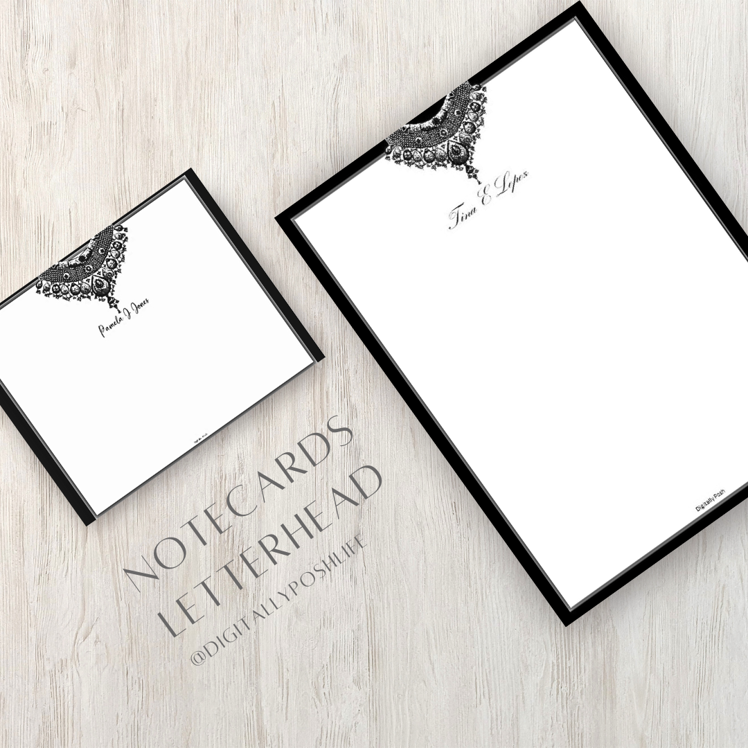 Personalized Note Card: Add a Personal Touch with Customized Stationery for Every Occasion. Notecard Black Jewels