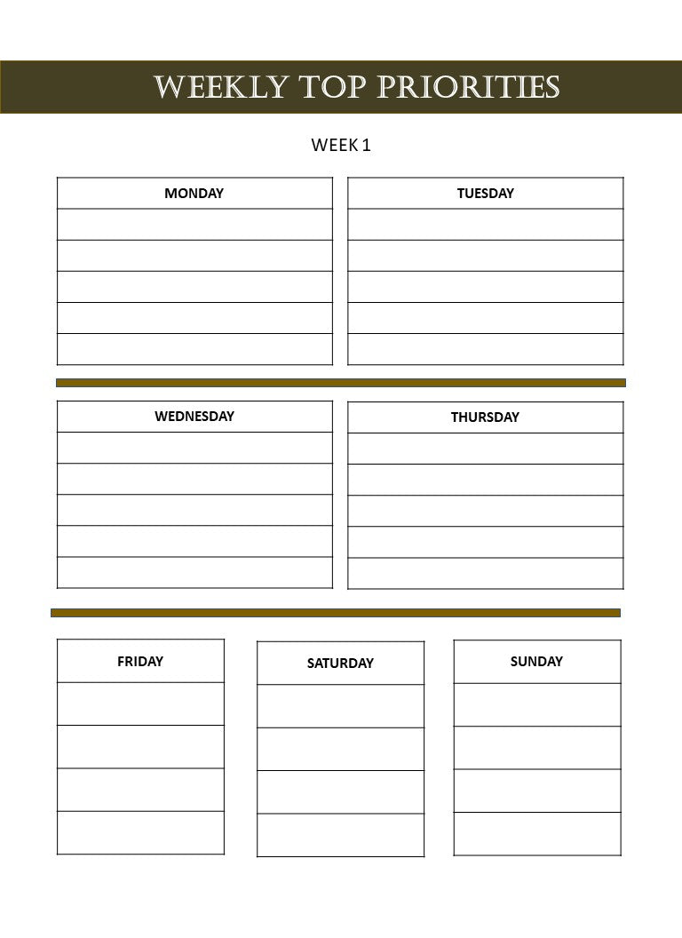 Win The Week Planner