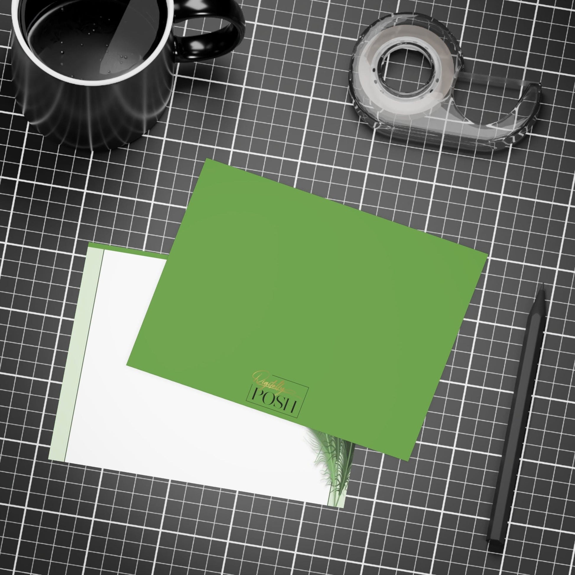 Personalized Note Card: Add a Personal Touch with Customized Stationery for Every Occasion. Green Feathers Notecard