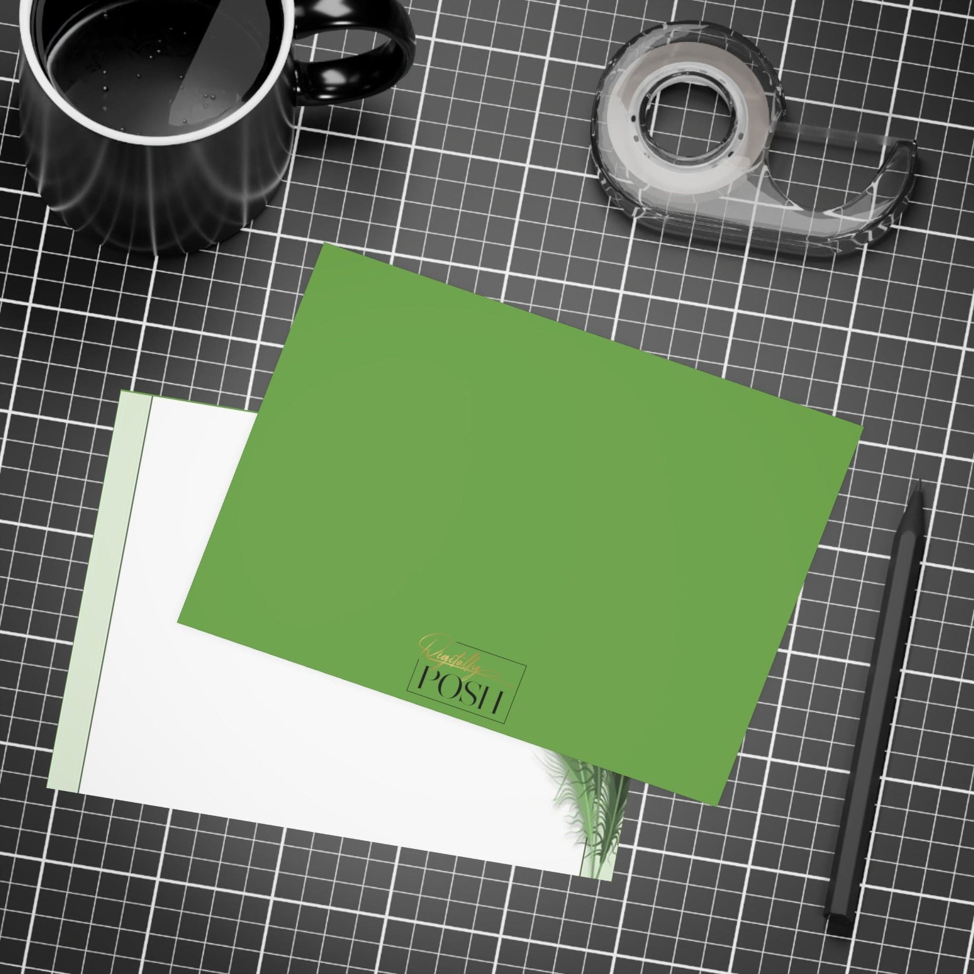 Personalized Note Card: Add a Personal Touch with Customized Stationery for Every Occasion. Green Feathers Notecard