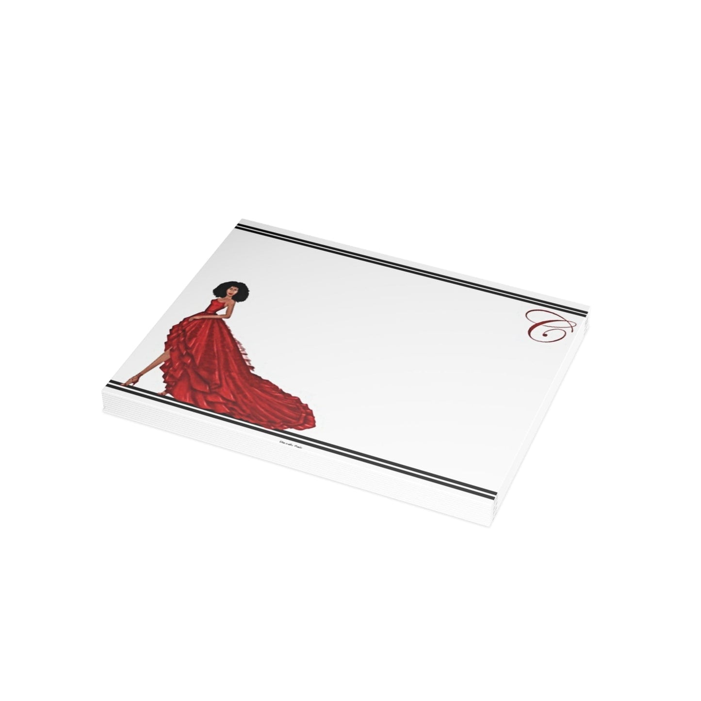 Personalized Note Card: Add a Personal Touch with Customized Stationery for Every Occasion. Lady In Red Dress Notecard