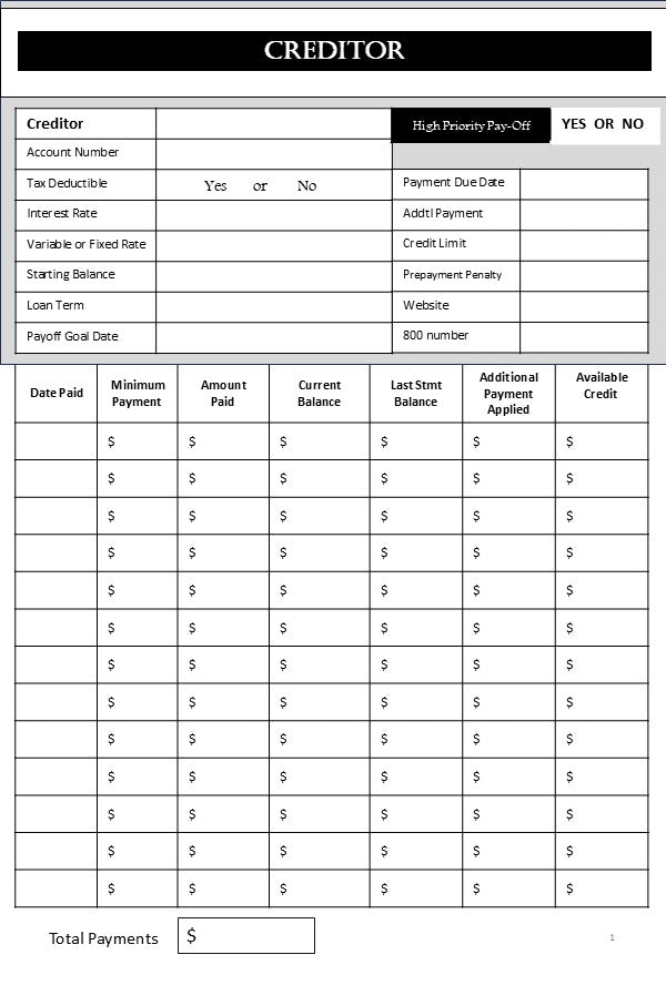 Debt Paydown Payoff Planner