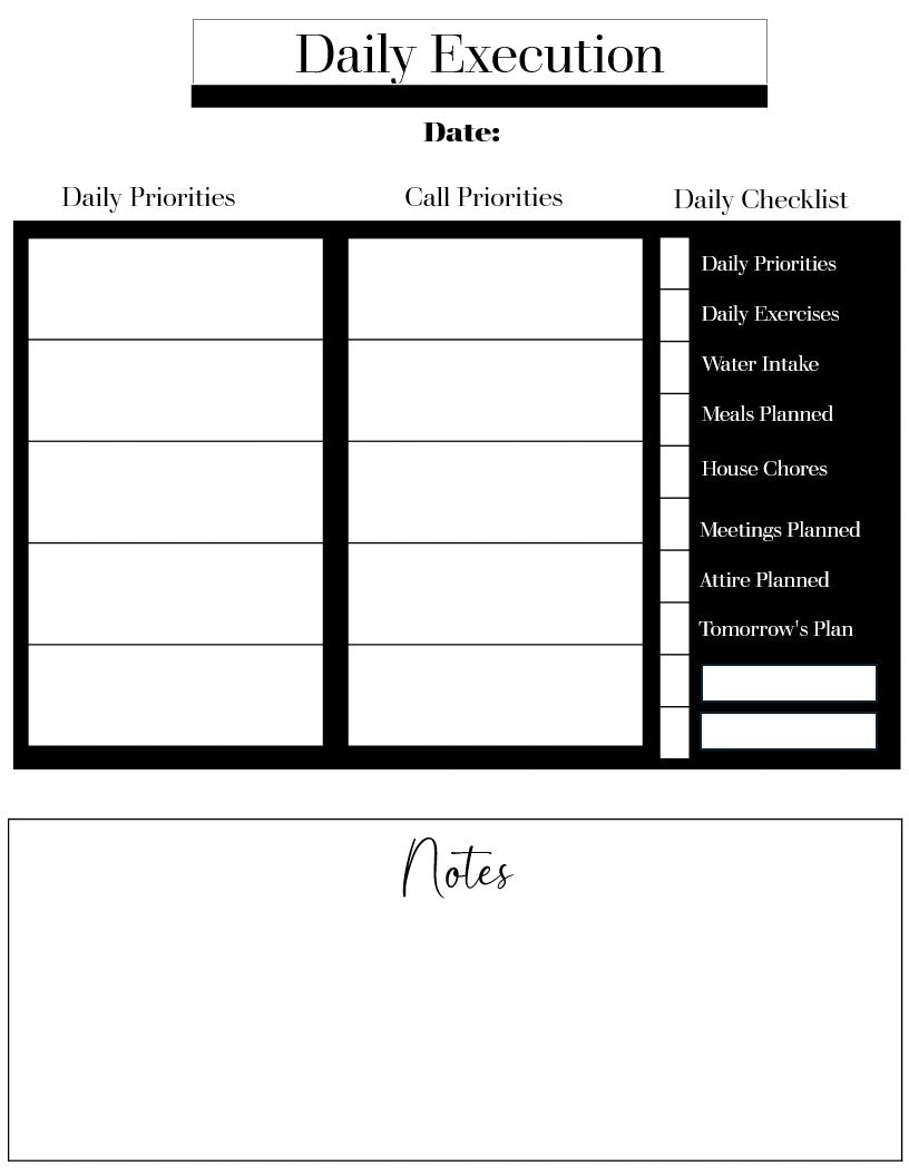 Monthly Execution Planner (white)