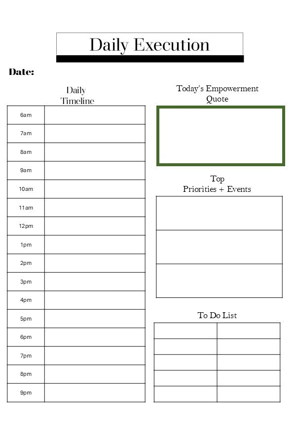 Monthly Execution Planner (white)